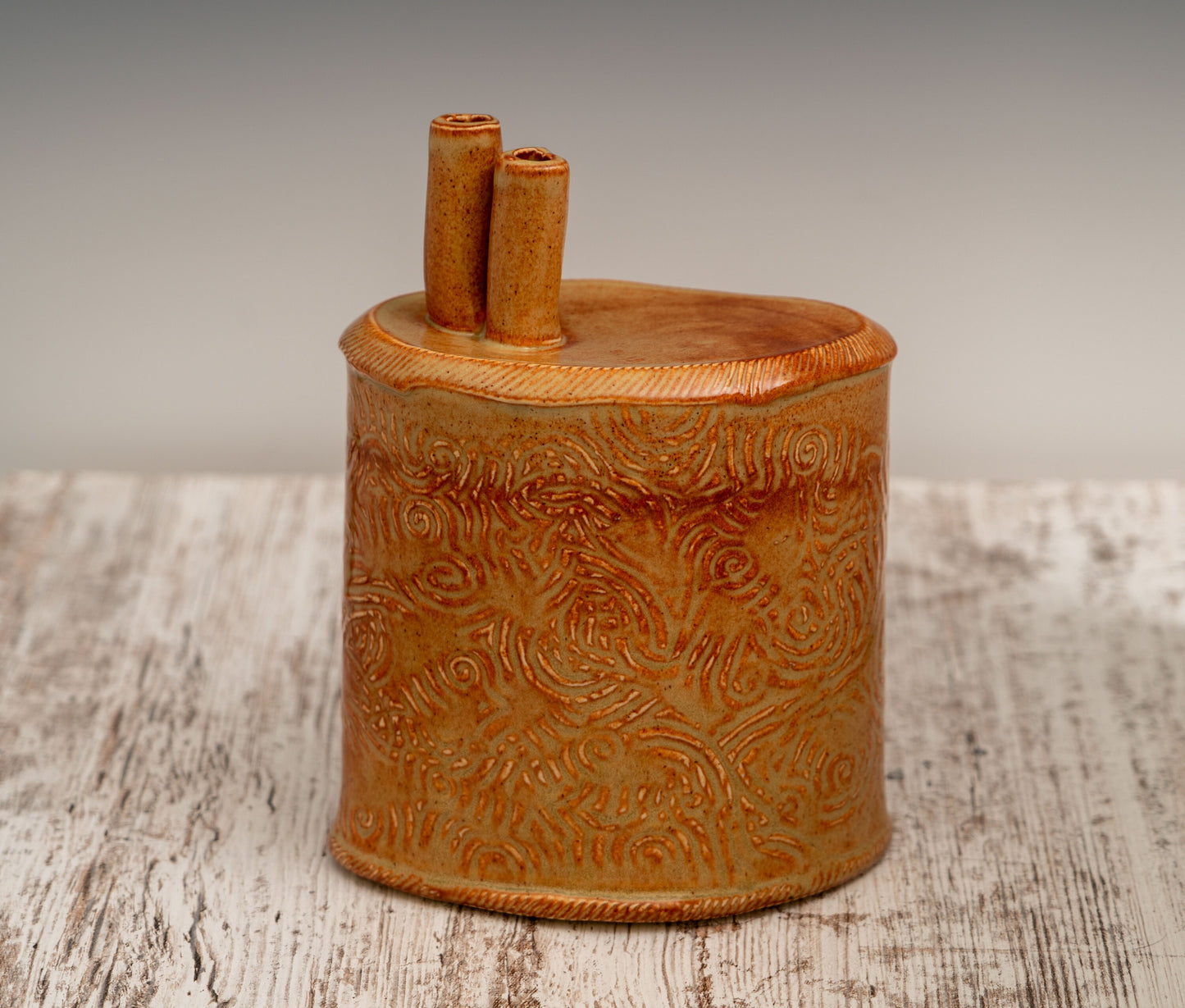 Large Shino Double Necked Vase
