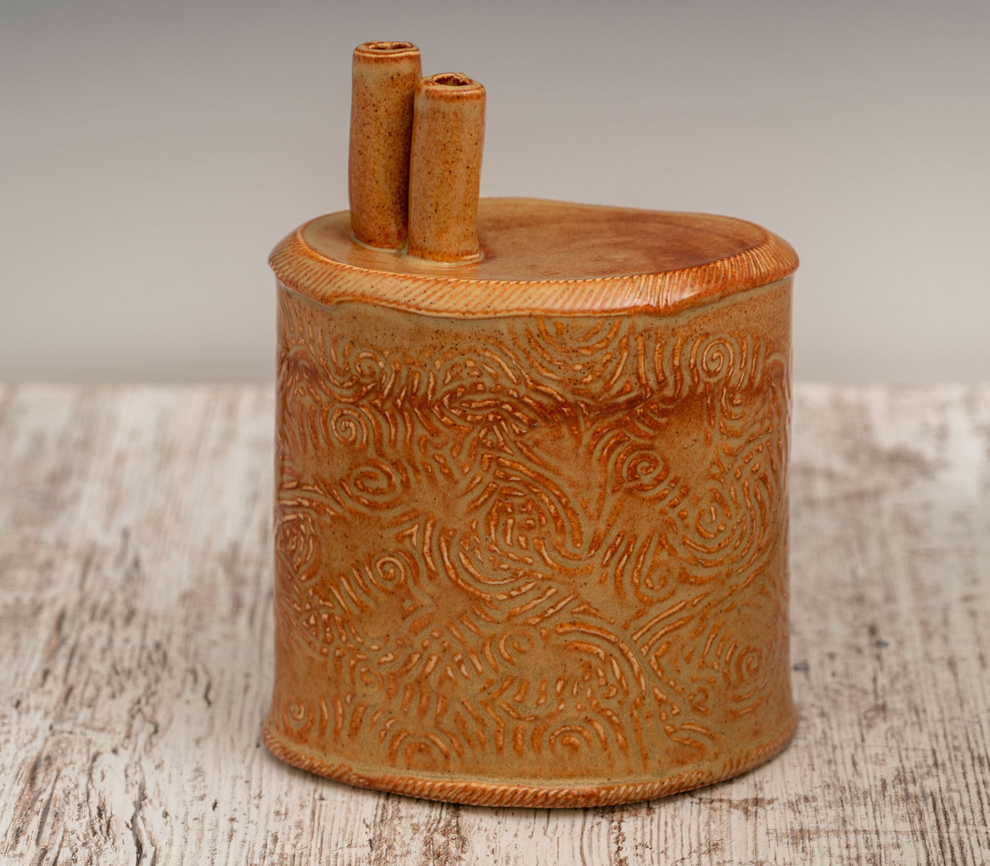 Large Shino Double Necked Vase