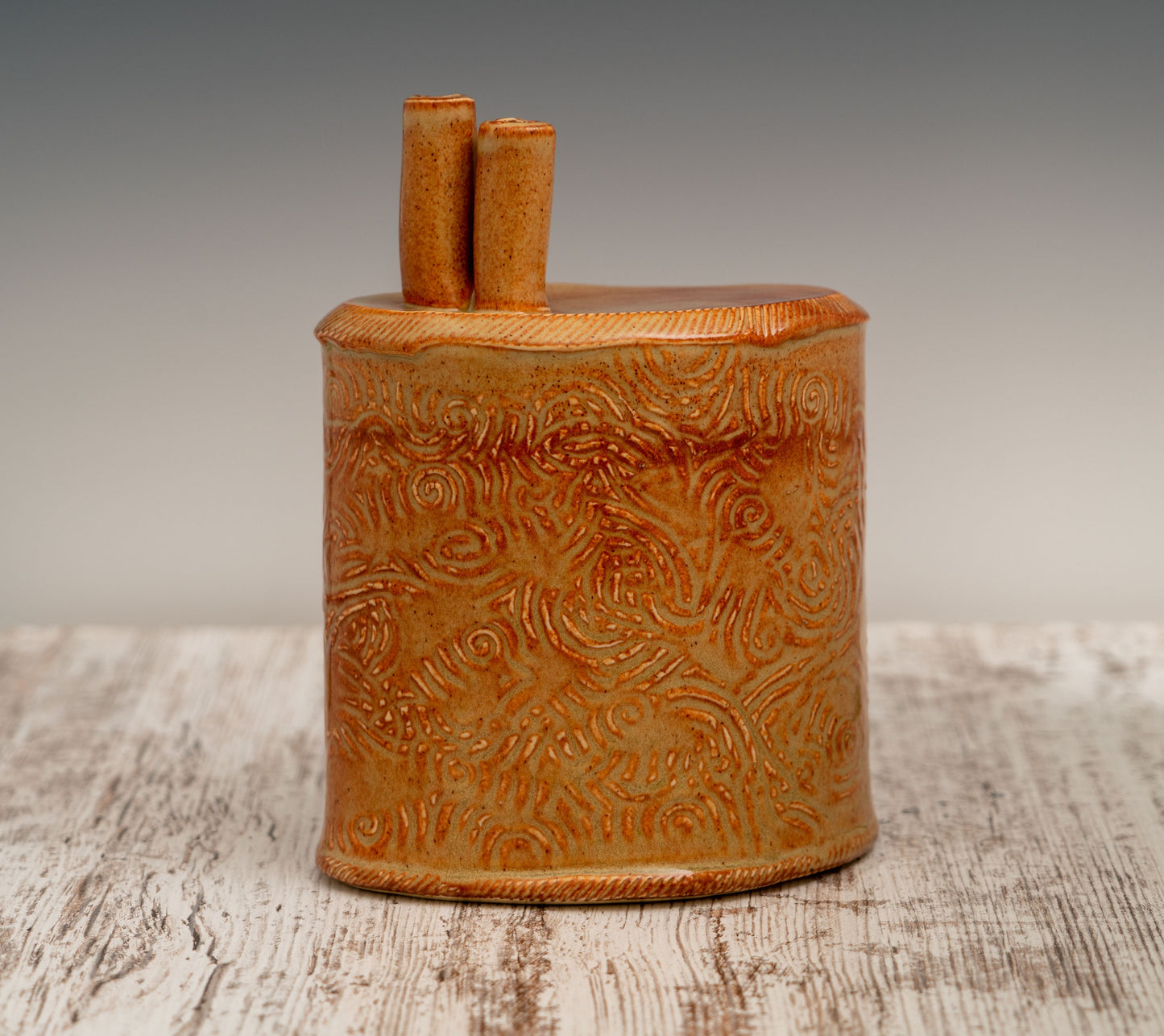 Large Shino Double Necked Vase