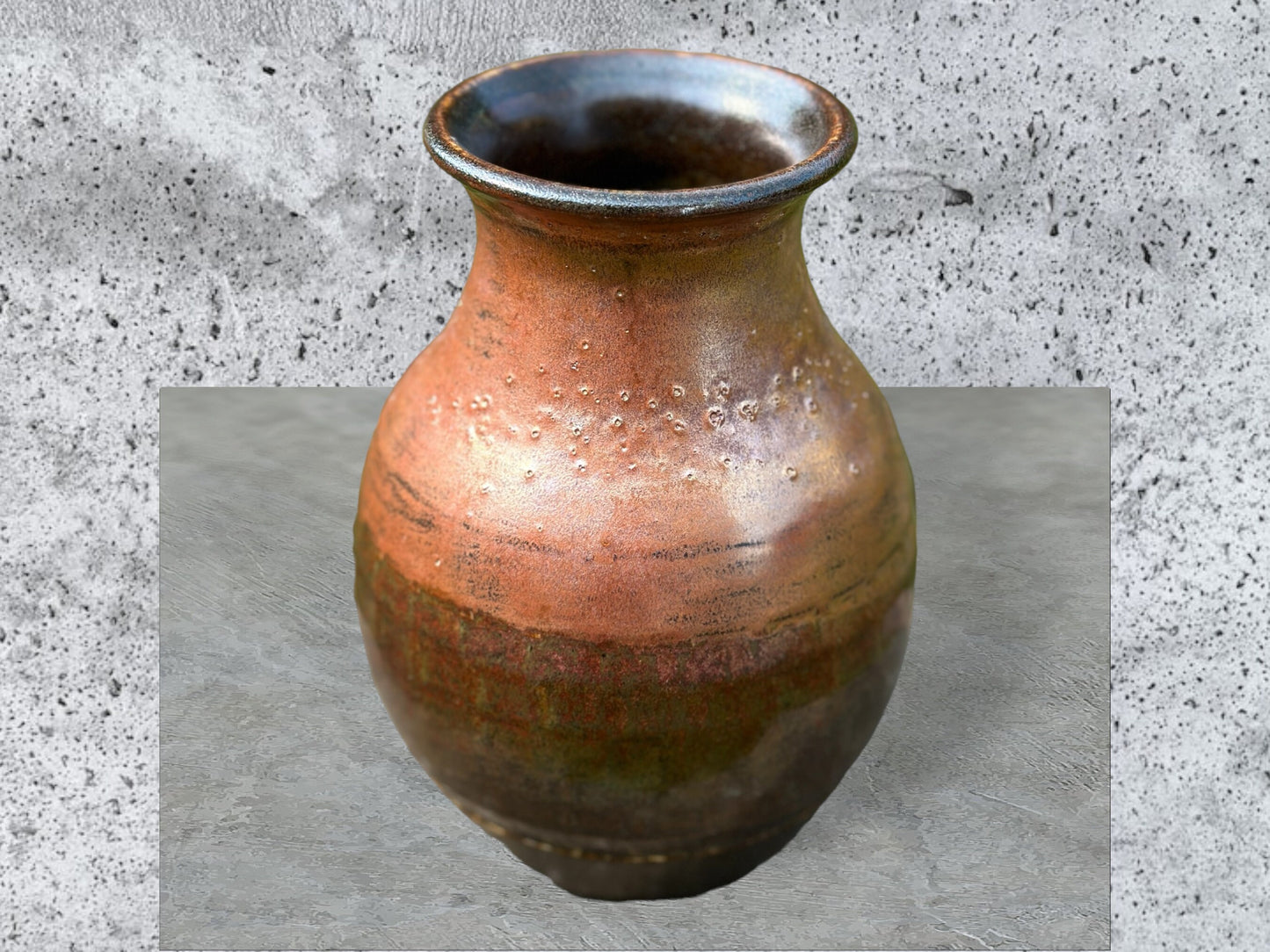 Handmade Pottery Vase featuring a black and copper design