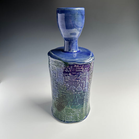 Handmade Pottery Vase featuring a multicolor surface decoration