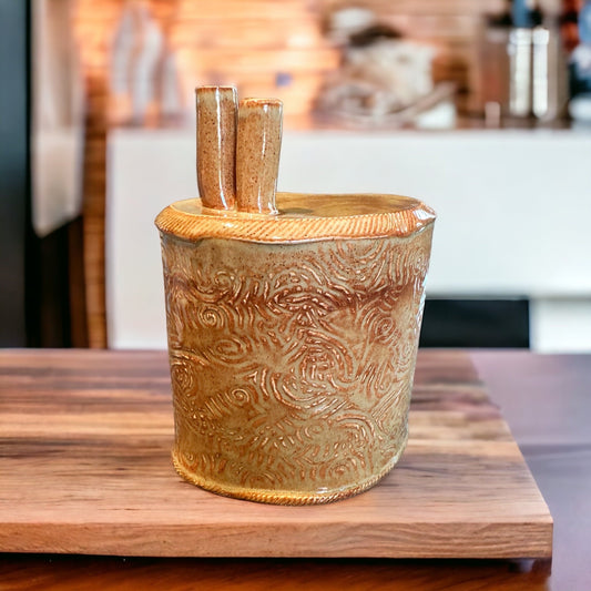 Large Shino Double Necked Vase