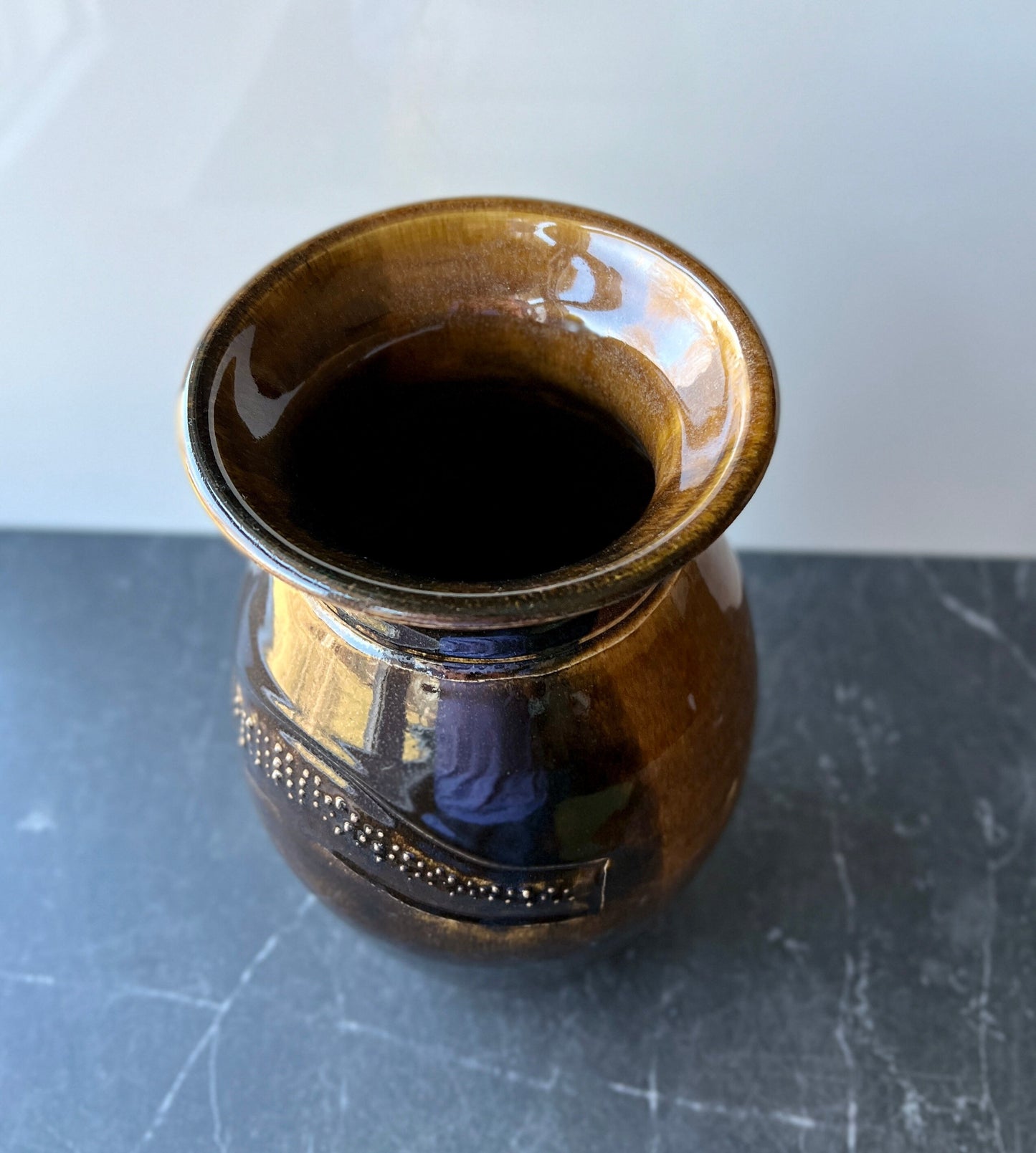 Large Ceramic Pottery Vase featuring a raised dot pattern and carving