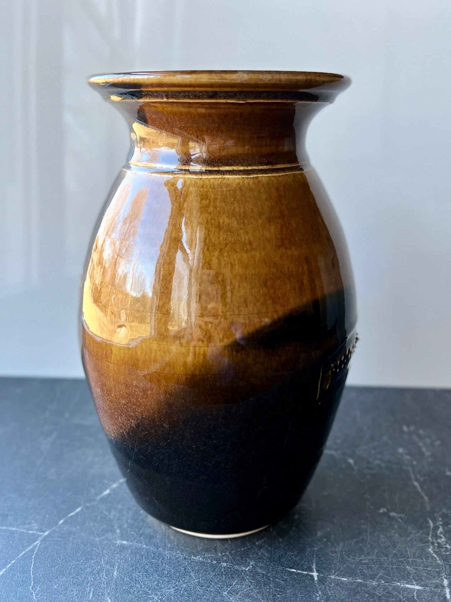 Large Ceramic Pottery Vase featuring a raised dot pattern and carving