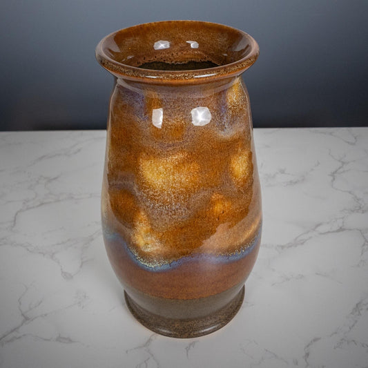 Handmade Ceramic Vase – 9.5” Tall Rustic Glaze Pottery